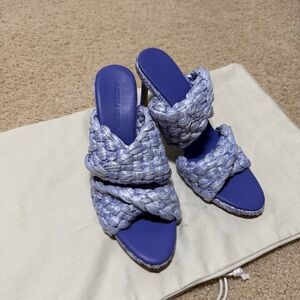 Bottega Veneta Woven Braided Straw Wicker Heel Purple Size 40 US 10 Spring Color